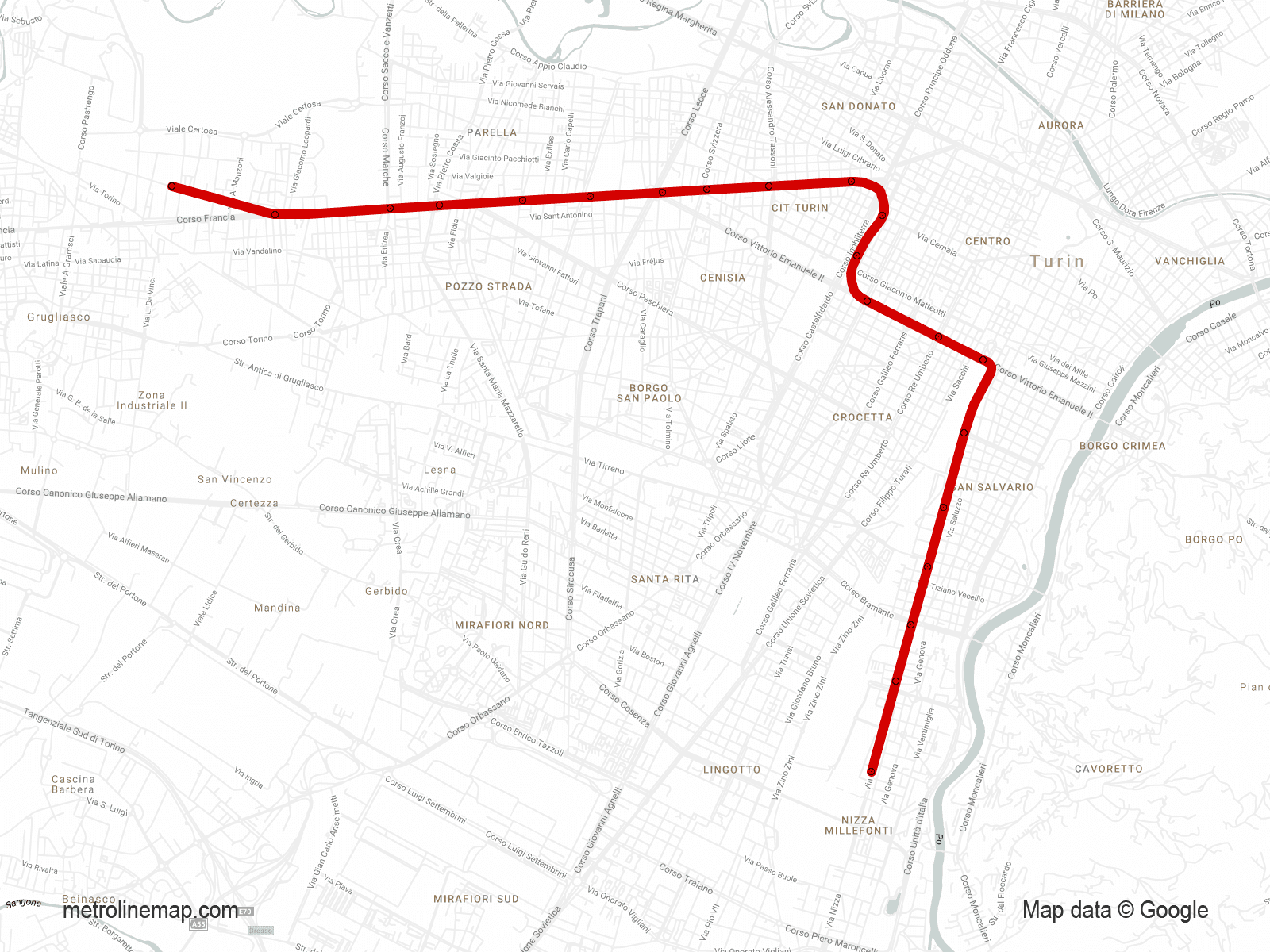 Turin metro system map